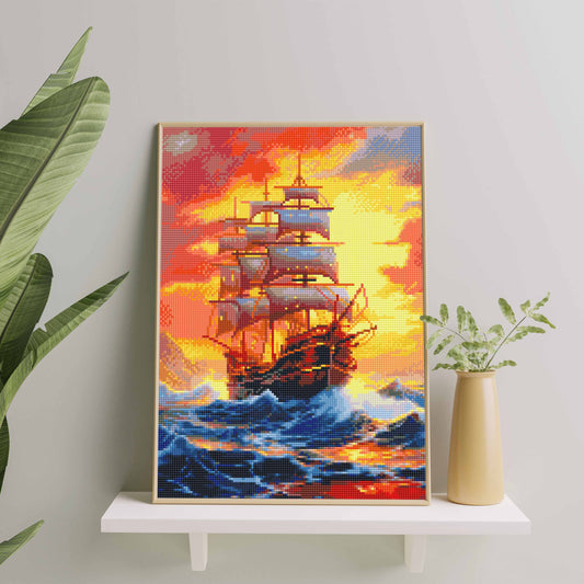 Алмазная мозаика Корабль в море (40х50)