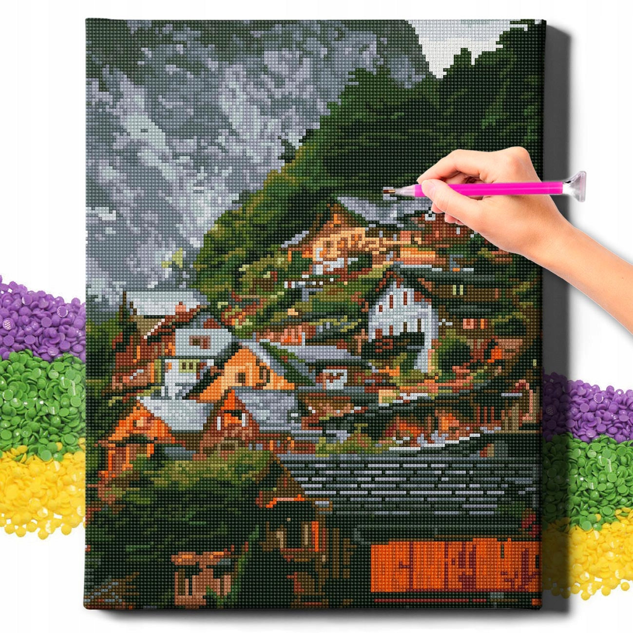 Алмазная мозаика Домик в горах (40х50)