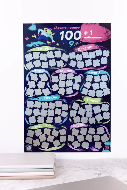 Скретч постер 100+1 побачення от SOVABOOKS для пар, настільна гра для дорослих и романтичних побачень