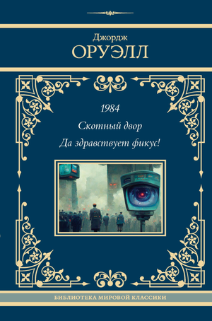 Обложка книги "1984. Скотный двор. Да здравствует фикус!" Джорджа Оруэлла, классика российской художественной литературы Sovabooks