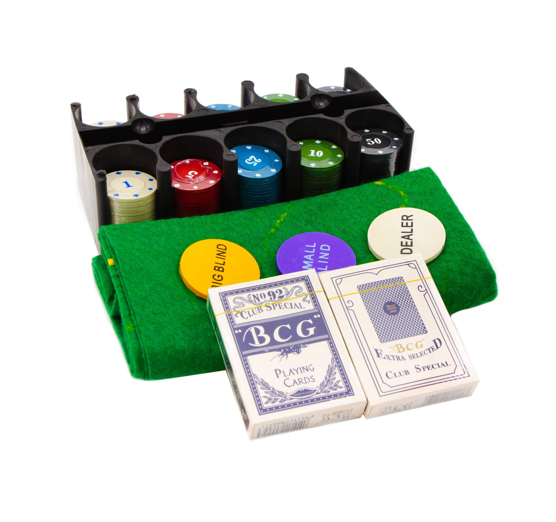 Набор для игры в покер (200 фишек с номиналом для покера с картами и сукном в жестяной коробке)