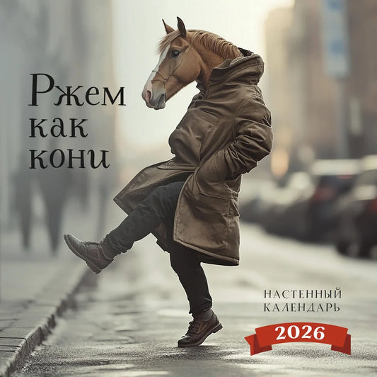 Настенный календарь 2026 года "Ржем как кони" Sovabooks, размер 300x300 мм, яркий дизайн для офиса.