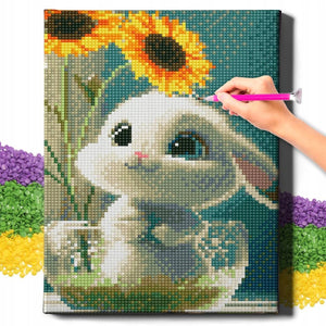 Алмазная мозаика Зайка от Sovabooks, набор для творчества 20x30 см с изображением зайчика и алмазными стразами.