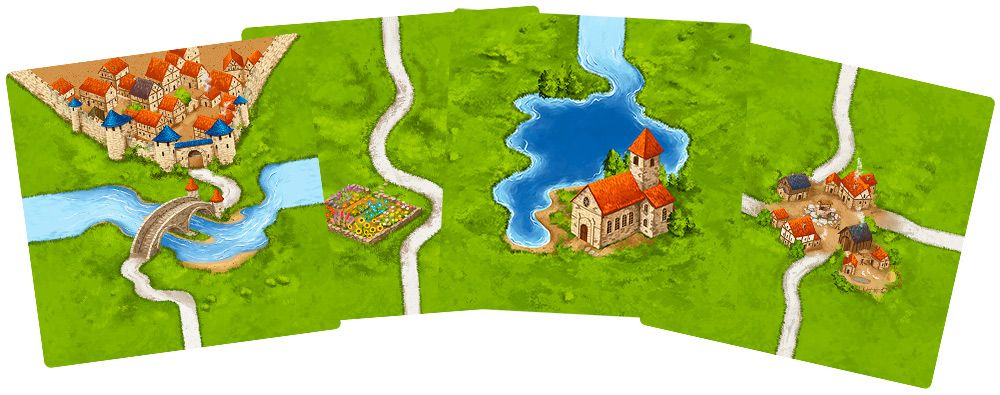 Настольная игра Каркассон 3-е издание от SOVABOOKS, изображение коробки с игровым полем и фигурами.