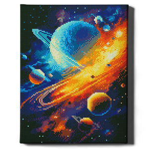 Алмазная мозаика "Другая галактика" Sovabooks, 30x40 см, изображение космической сцены с яркими алмазами.