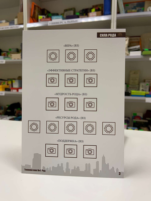 Психологические метафорические карты Sovabooks "МАК-техники в схемах Род №4" на белом фоне, изображение карты.