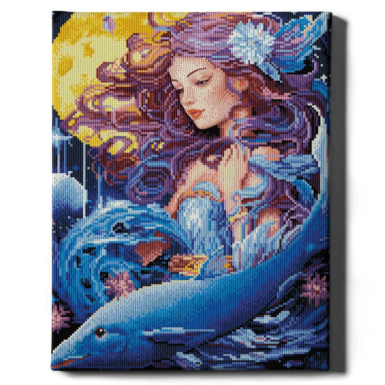 Алмазная мозаика Лунная Сирена Sovabooks 40x50 см, яркий художественный набор для творчества, изображение сирены на фоне луны.