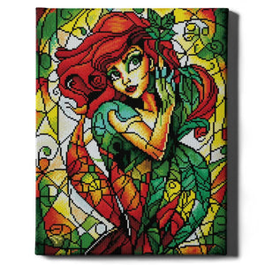 Алмазная мозаика Витражная женщина от Sovabooks, 40x50 см, изображение яркой витражной женщины на доске для творчества.