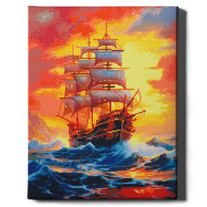 Алмазная мозаика Sovabooks "Корабль в море" 40х50 см, набор для творчества с изображением корабля и морской сцены