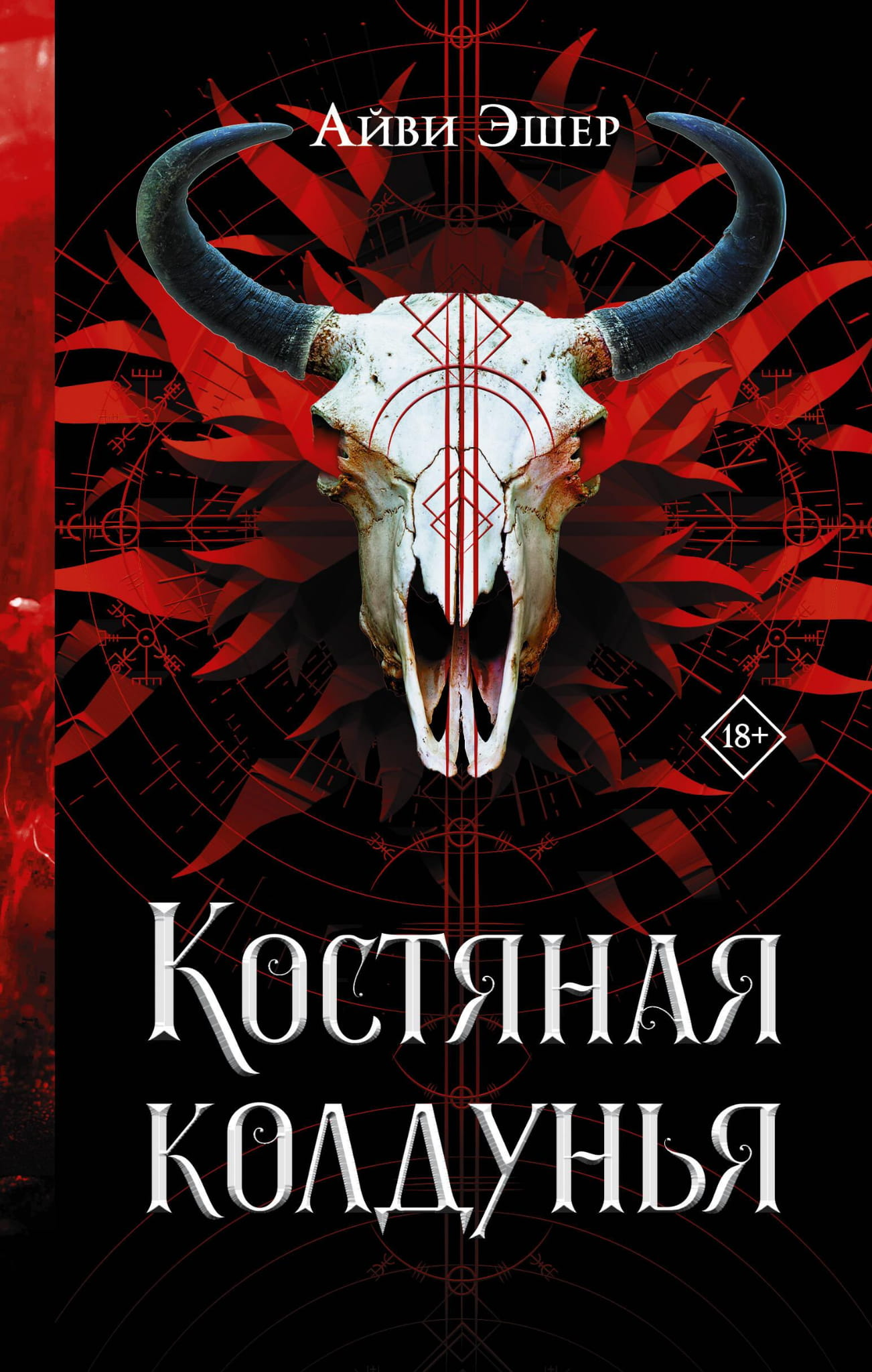 Костяная колдунья из фантастического произведения SOVABOOKS, изображение на обложке книги с мрачным фантастическим стилем