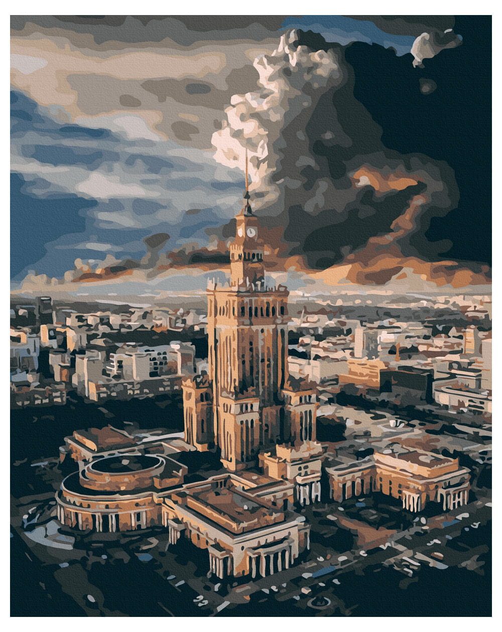 Картина по номерам Центр Варшавы от Sovabooks, набор для творчества с изображением городской панорамы Варшавы.