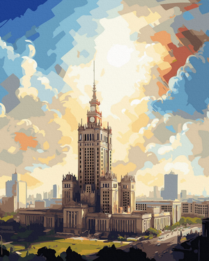 Картина по номерам Варшава от Sovabooks, набор для творчества с изображением польской столицы на холсте