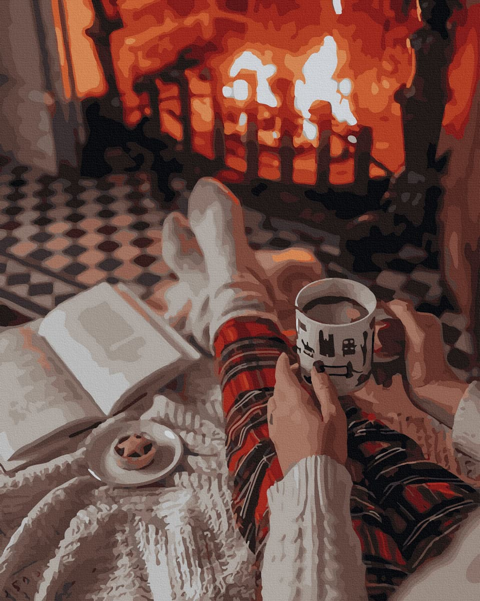 Картина по номерам Вечер с книгой от Sovabooks, набор для творчества с изображением уютного вечернего чтения