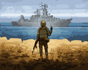 Картина по номерам Военный корабль от Sovabooks, набор для творчества, изображение военного судна, художественный комплект