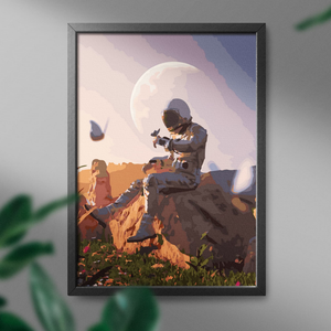 Картина по номерам Sovabooks "Астронавт и Бабочка" для творчества, изображение с астронавтом и бабочкой на холсте