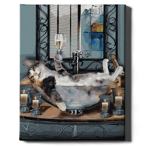 Картинка набора для творчества Sovabooks "Котик" для раскрашивания по номерам, изображение милого котика для рукоделия.