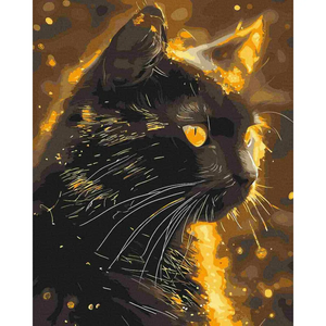 Картина по номерам Черный кот с золотой краской, набор для творчества Sovabooks, художественный комплект для рисования и рукоделия