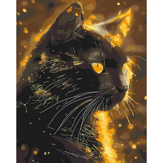 Картина по номерам Черный кот с золотой краской, набор для творчества Sovabooks, художественный комплект для рисования и рукоделия
