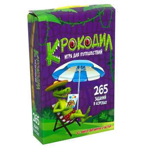 Компактная игра Крокодил от Sovabooks для вечеринок и семейных развлечений, изображение коробки и игровых элементов