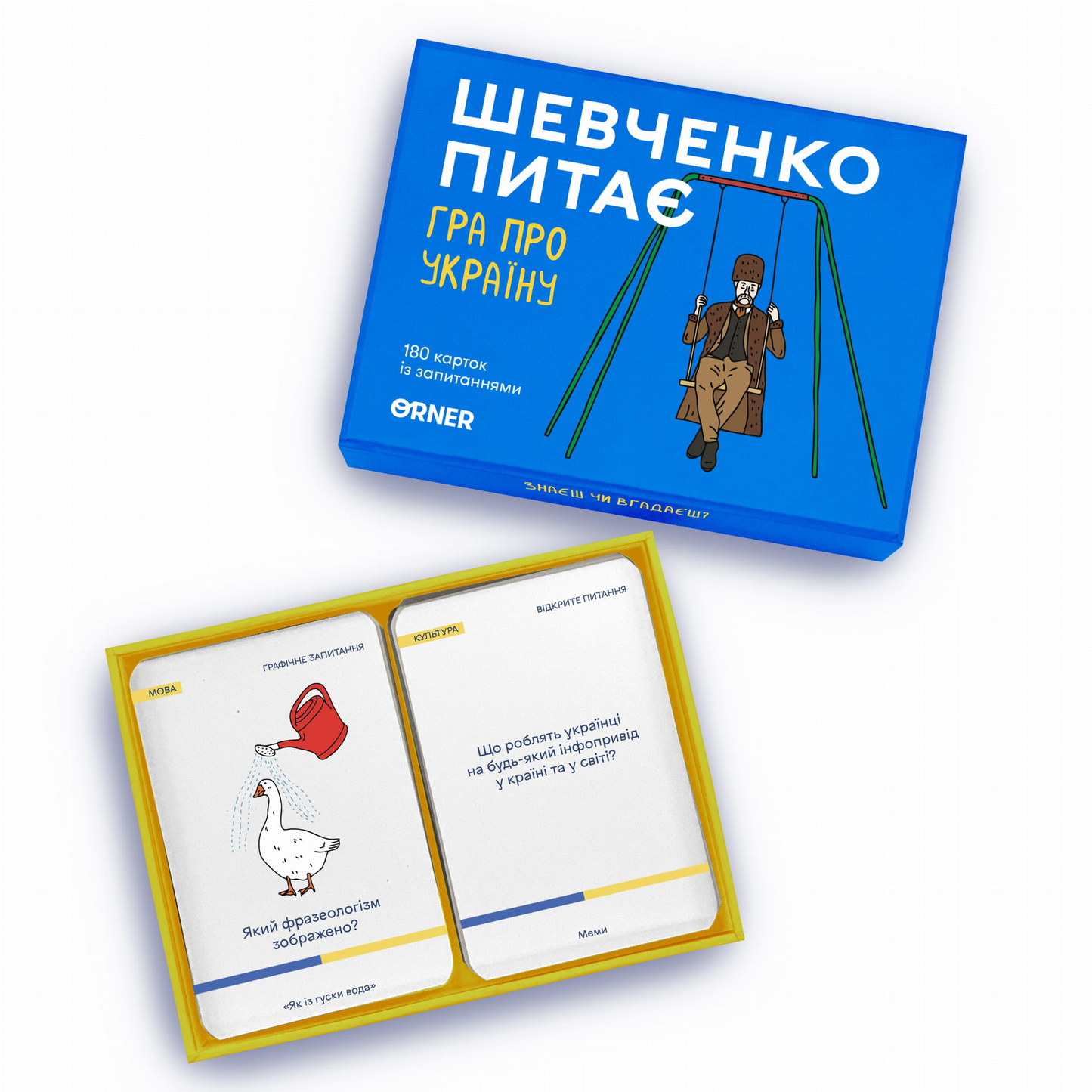 Настольная игра "Шевченко питає" от SOVABOOKS, украинская развлекательная игра для вечеринок и семейных собраний.