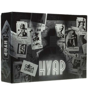 Настольная игра Нуар от Sovabooks, развлекательная игра для компании, изображение коробки и игровых компонентов