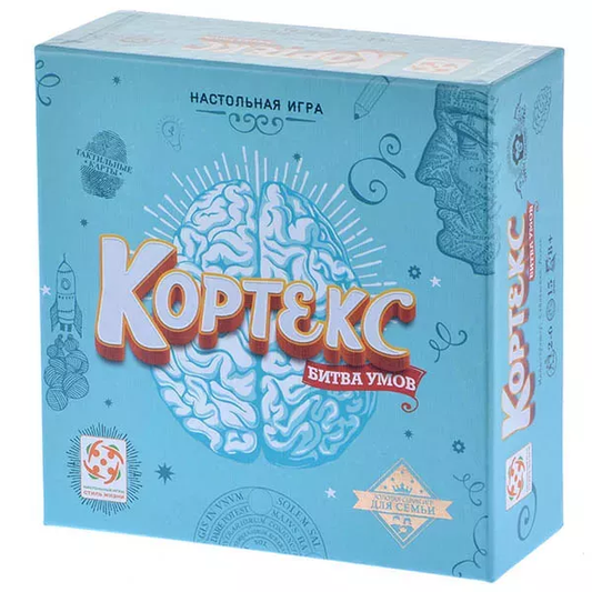 Настольная игра Кортекс от SOVABOOKS, развивающая логическое мышление и память, с ярким дизайном и игровыми компонентами.
