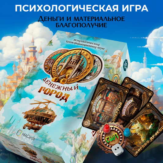 Психологическая игра "Денежный город" от SOVABOOKS, карточки для развития понимания материального благополучия