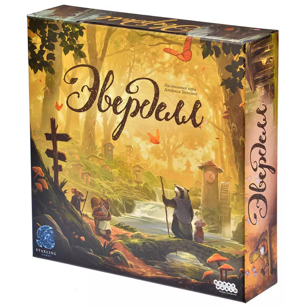 Настольная игра Эверделл от SOVABOOKS, семейная настольная игра для веселых игровых вечеров, изображение коробки и компонентов