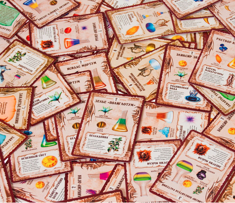 Настольная игра Зельеварение. Практикум от SOVABOOKS, детская игра для развития логики и воображения, изображение упаковки.