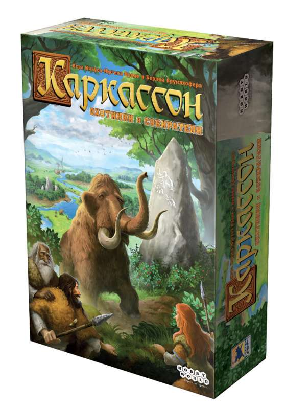 Настольная игра Каркассон. Охотники и собиратели от SOVABOOKS, изображение коробки и игрового поля