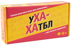 Настольная игра Ухахатбл для взрослых и пар, бренд Sovabooks, изображение коробки с ярким дизайном и игровыми элементами