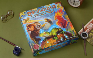 Настольная игра Эволюция волшебных тварей от Sovabooks, изображение игрового поля и фигурок волшебных существ.