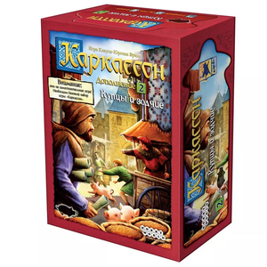 Дополнение к настольной игре Каркассон: Купцы и зодчие от Sovabooks, изображение коробки с иллюстрациями.