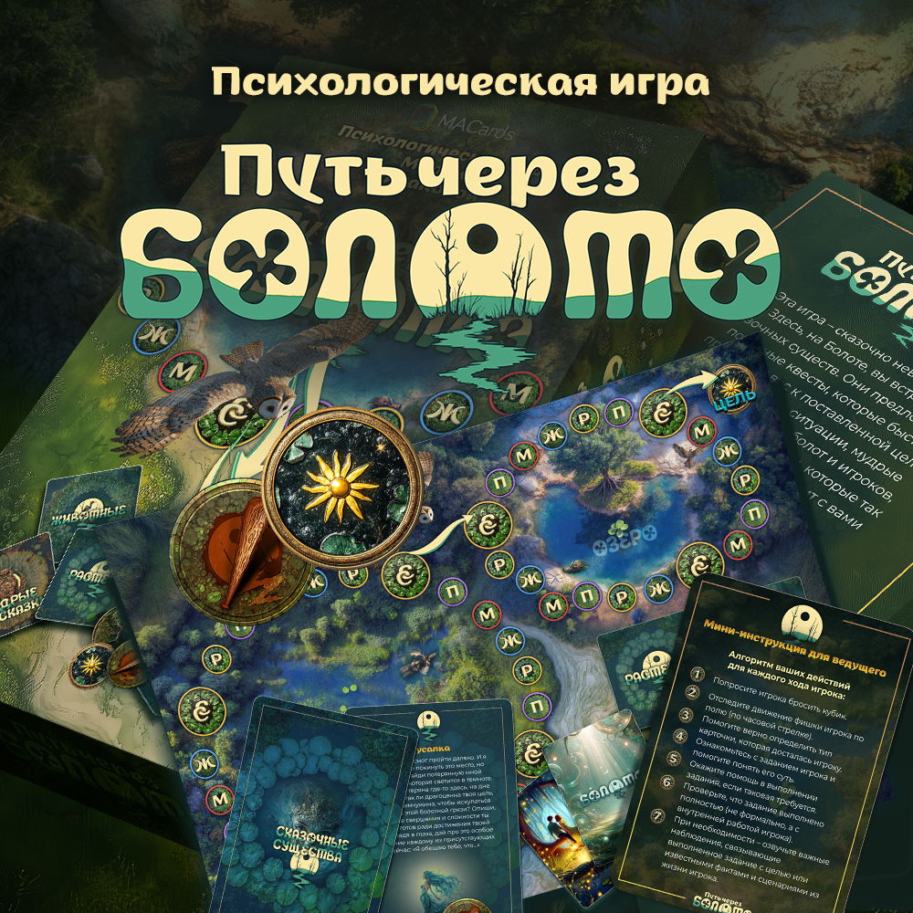 Психологическая игра "Путь через болото" от SOVABOOKS, метафорические карты для психологического развития