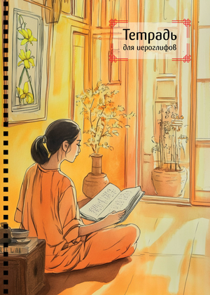 Тетрадь для изучения иероглифов Sovabooks с пружиной, белая страница, подходящая для заметок и практики писания.