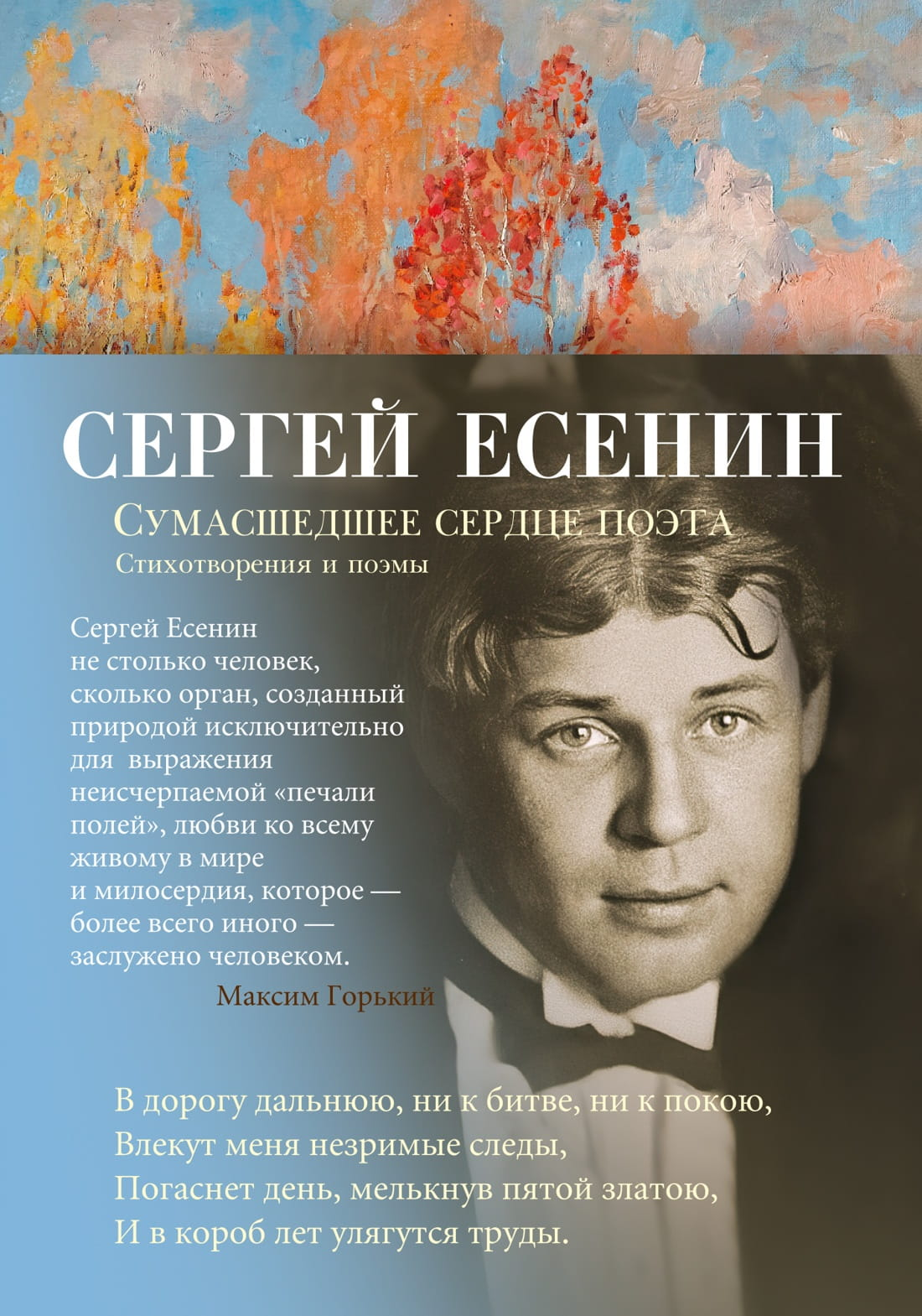 Обложка книги "Сумасшедшее сердце поэта" с поэтическими стихами и поэмами от Sovabooks, яркий дизайн, художественное оформление