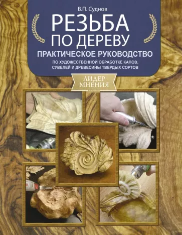 Книга о резьбе по дереву от Sovabooks, руководство по художественной обработке деревяшек, изображение обложки книги