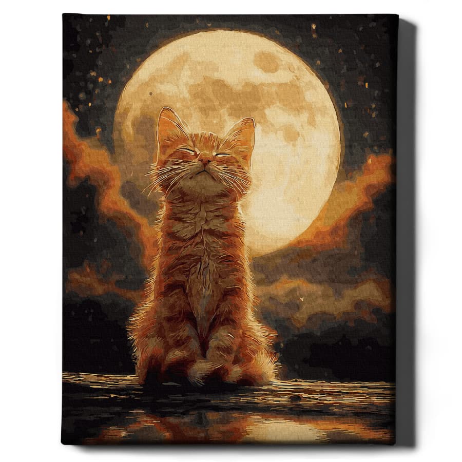 Картина по номерам Лунный котенок от Sovabooks, набор для творчества и рукоделия, изображение котенка на лунном фоне