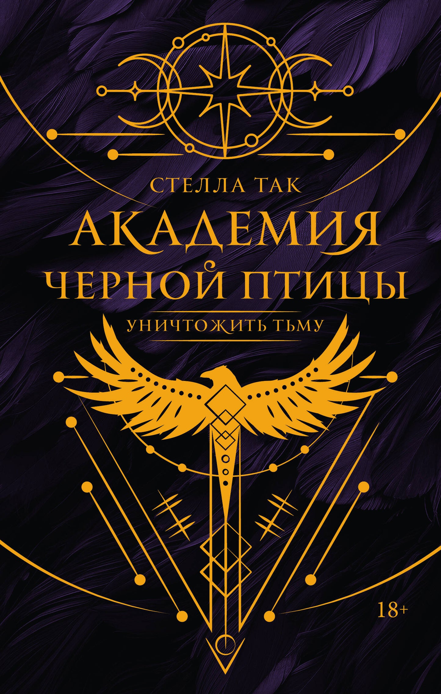 Обложка книги "Академия Черной птицы. Уничтожить тьму" от Sovabooks, фантастический роман, изображение на фоне темных крыльев