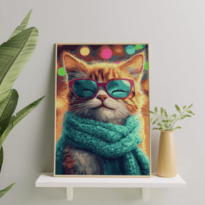 Картина по номерам Кот в шарфе от Sovabooks, набор для творчества, изображение кота в шарфе, художественный комплект