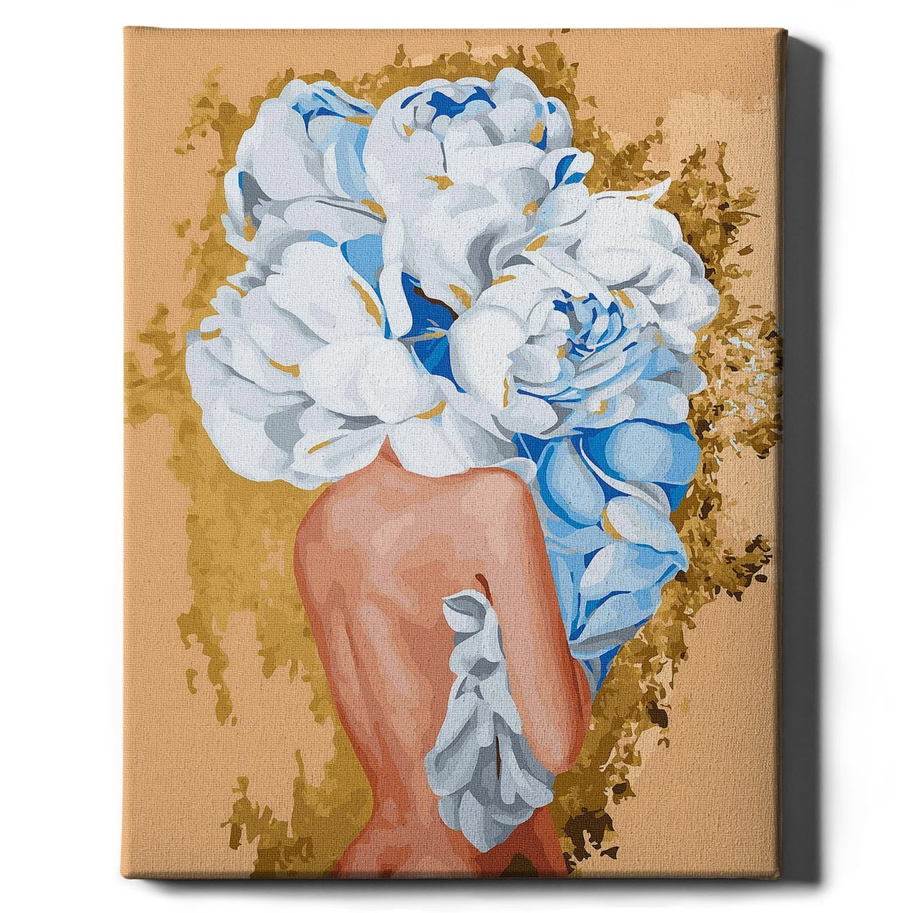 Картина по номерам Светло-голубые цветы с золотой краской