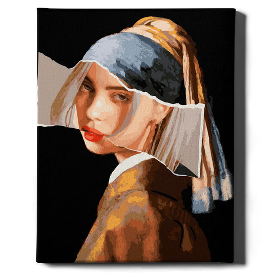 Картина по номерам Жемчужная Сережка от Sovabooks, набор для творчества, изображение с жемчужными украшениями и цветами