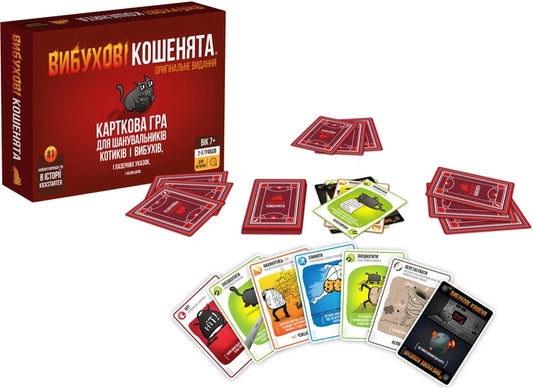 Настільна гра "Вибухові кошенята" від Sovabooks, ігрові картки для веселої гри з кошенятами