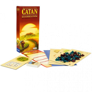 Расширение для настольной игры Catan для 5-6 игроков, Sovabooks, компоненты и игровое поле на изображении