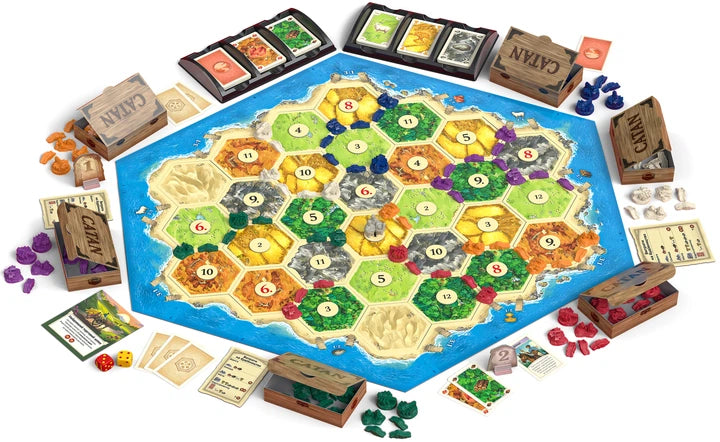 Настольная игра CATAN для 5-6 игроков, стратегическая игра бренда Sovabooks, изображение коробки и компонентов игры