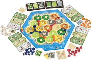 Настольная игра CATAN. Міста й лицарі, стратегическая игра от Sovabooks, изображение коробки и компонентов.