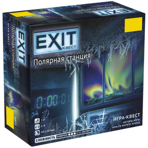 Настольная игра Exit. Полярная станция, детективная и квест-игра от Sovabooks, изображение коробки и элементов игры