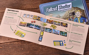 Настольная игра Fallout Shelter от Sovabooks, увлекательная игра для компании и вечеринки, изображение коробки и компонентов.