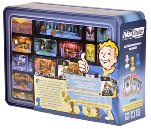 Настольная игра Fallout Shelter от Sovabooks, party-игра для компании, изображение коробки с ярким дизайном.
