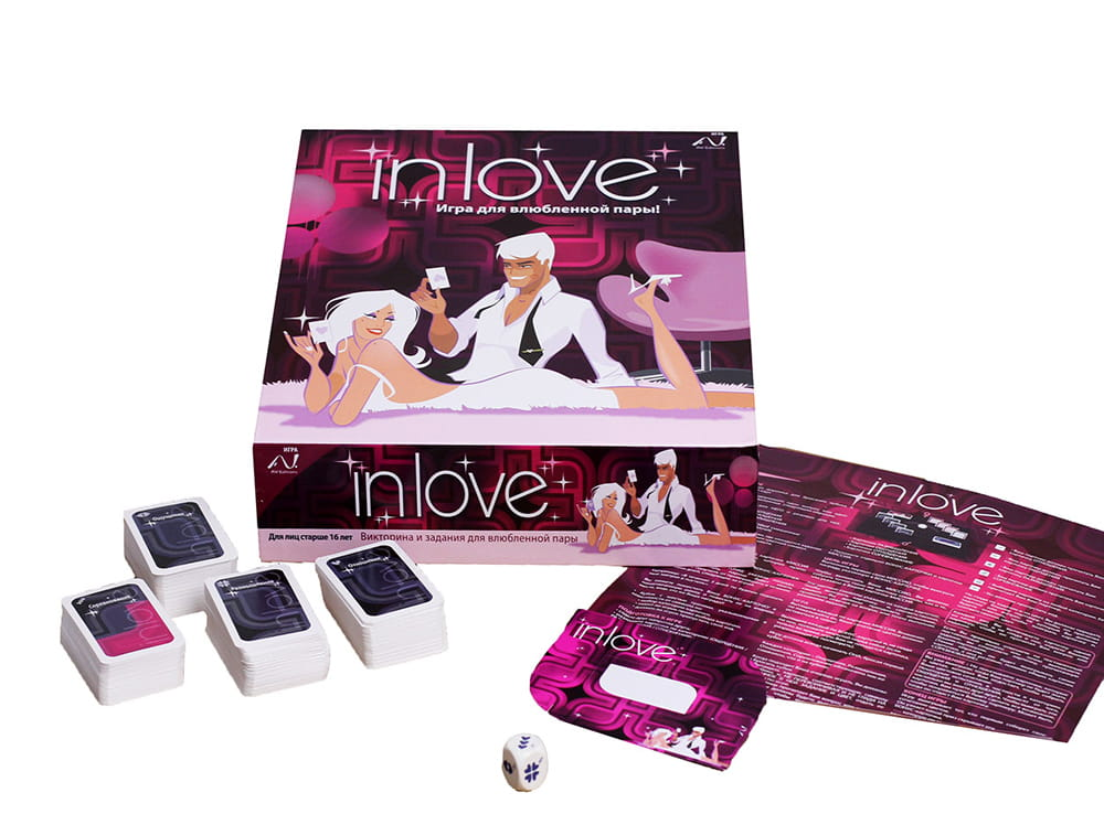 Настольная игра In Love 18+ от SOVABOOKS для взрослых и пар, изображение коробки и игровой набора